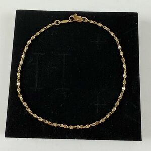 Twisted Rope Chain 24 Gold Plated Bracelet 9 Inch Long